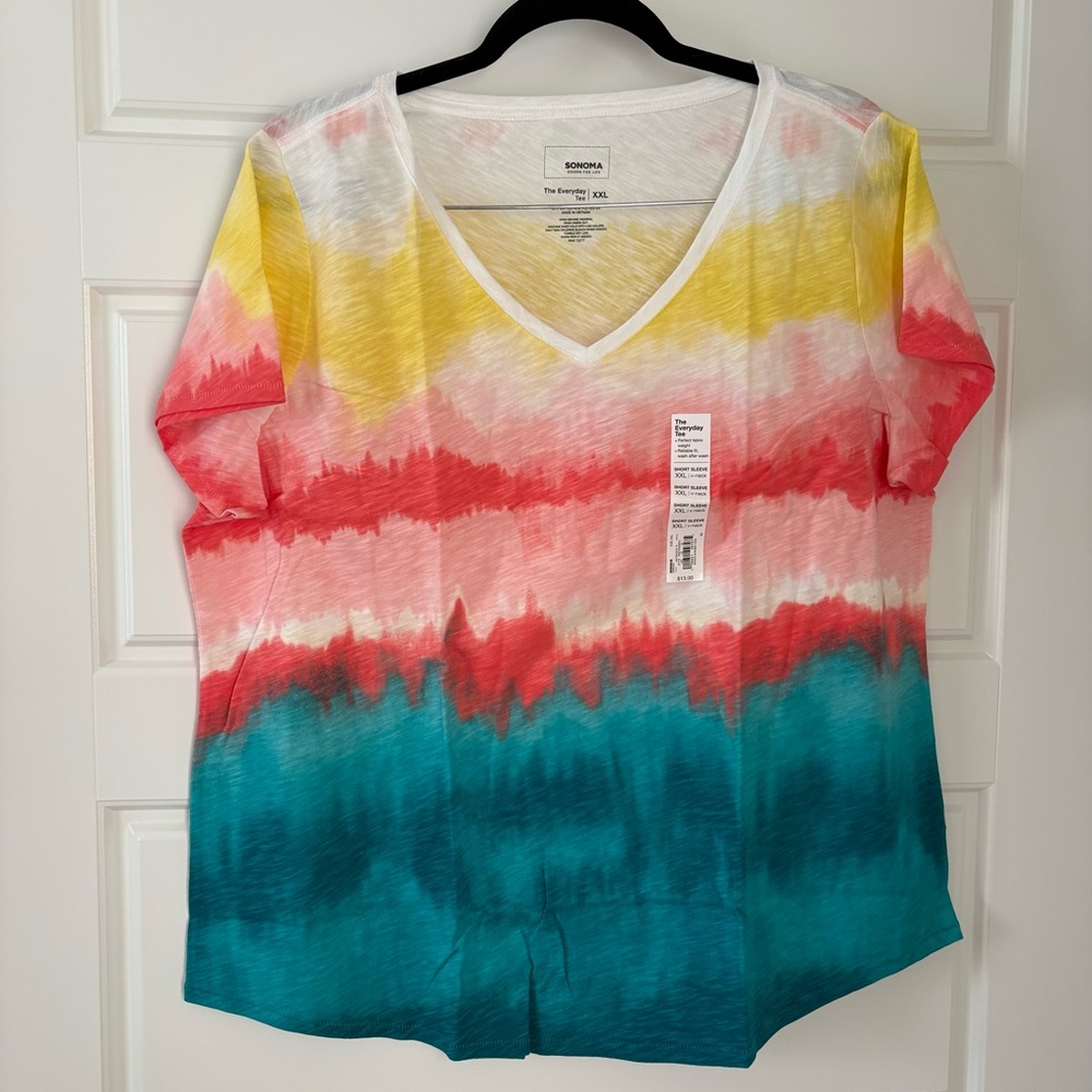 Sonoma Multicolor V-Neck Short Sleeve Tee